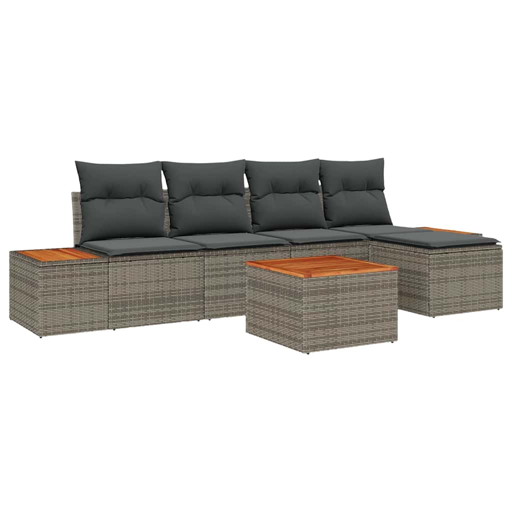 Gartensofa-set 6 stk. 5-Sitzanzahl Grau Polyrattan