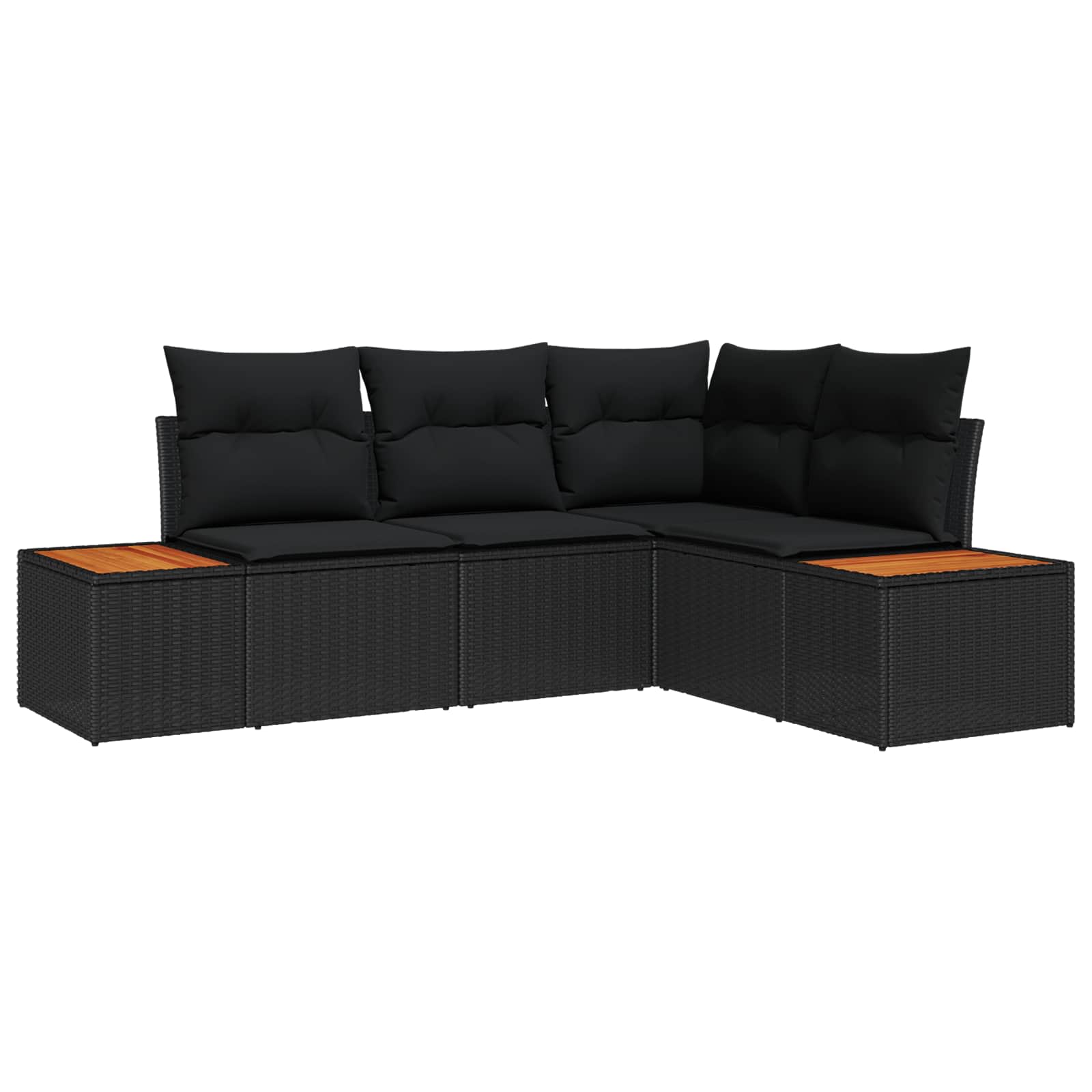 Gartensofa-set 4 stk. 4-Sitzanzahl Schwarz Polyrattan