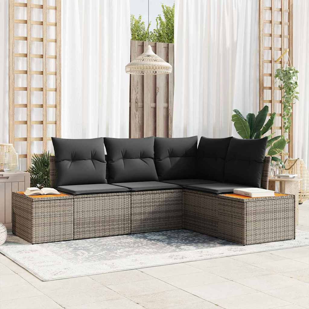 Gartensofa-set 4 stk. 4-Sitzanzahl Grau Polyrattan