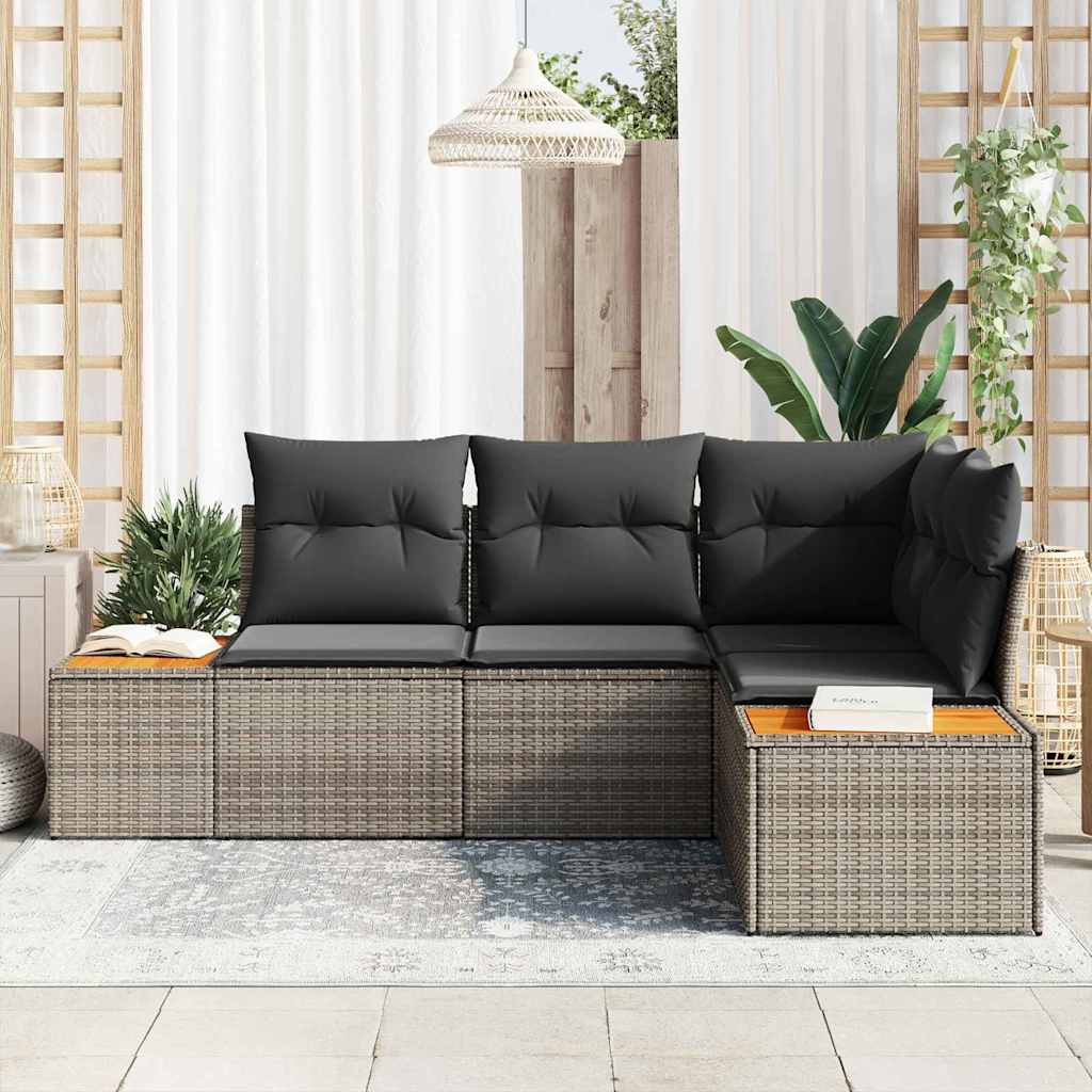 Gartensofa-set 4 stk. 4-Sitzanzahl Grau Polyrattan