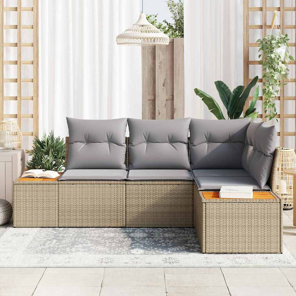 Gartensofa-set 4 stk. 4-Sitzanzahl Beige und Hellgrau