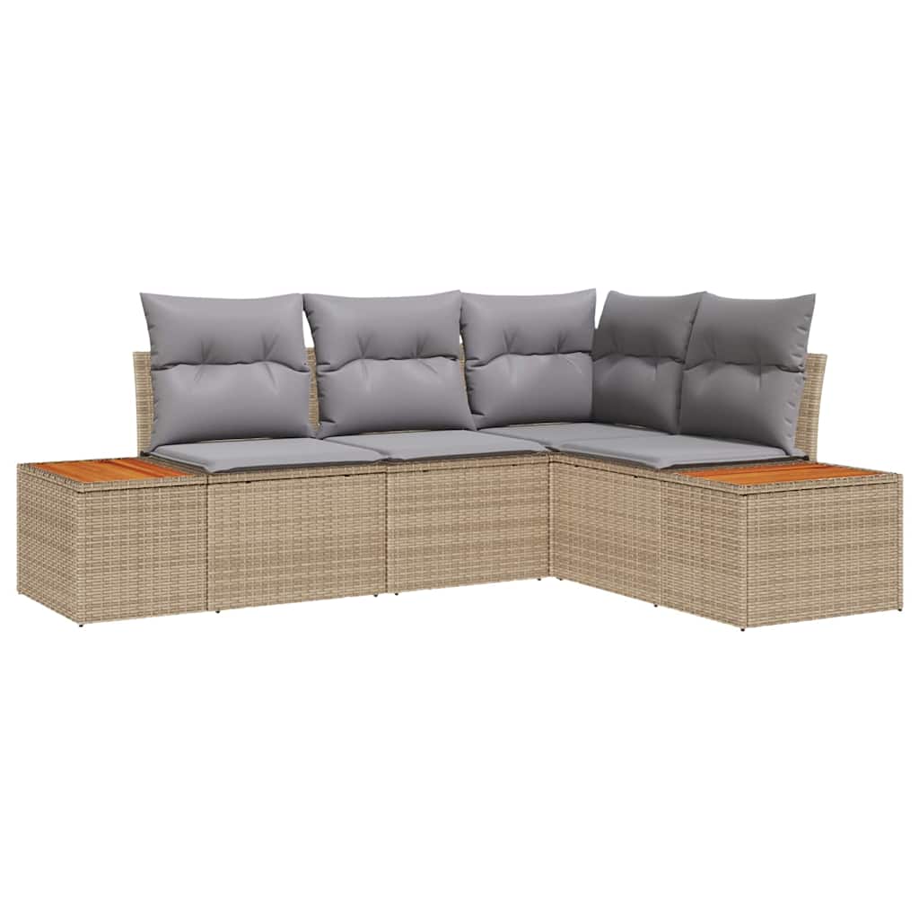 Gartensofa-set 4 stk. 4-Sitzanzahl Beige und Hellgrau