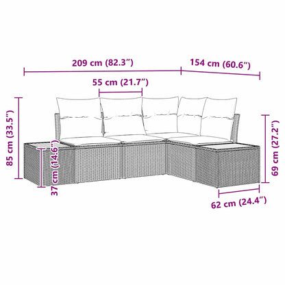 Gartensofa-set 4 stk. 4-Sitzanzahl Beige und Hellgrau