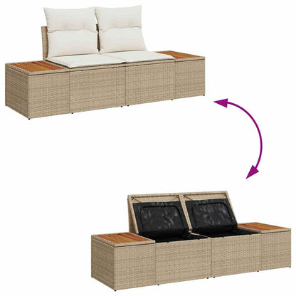 Gartensofa-set 4 stk. 4-Sitzanzahl Beige und Creme Polyrattan