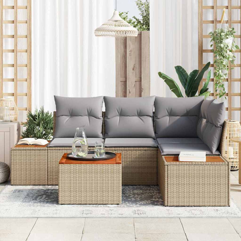 Gartensofa-set 4 stk. 4-Sitzanzahl Beige und Hellgrau