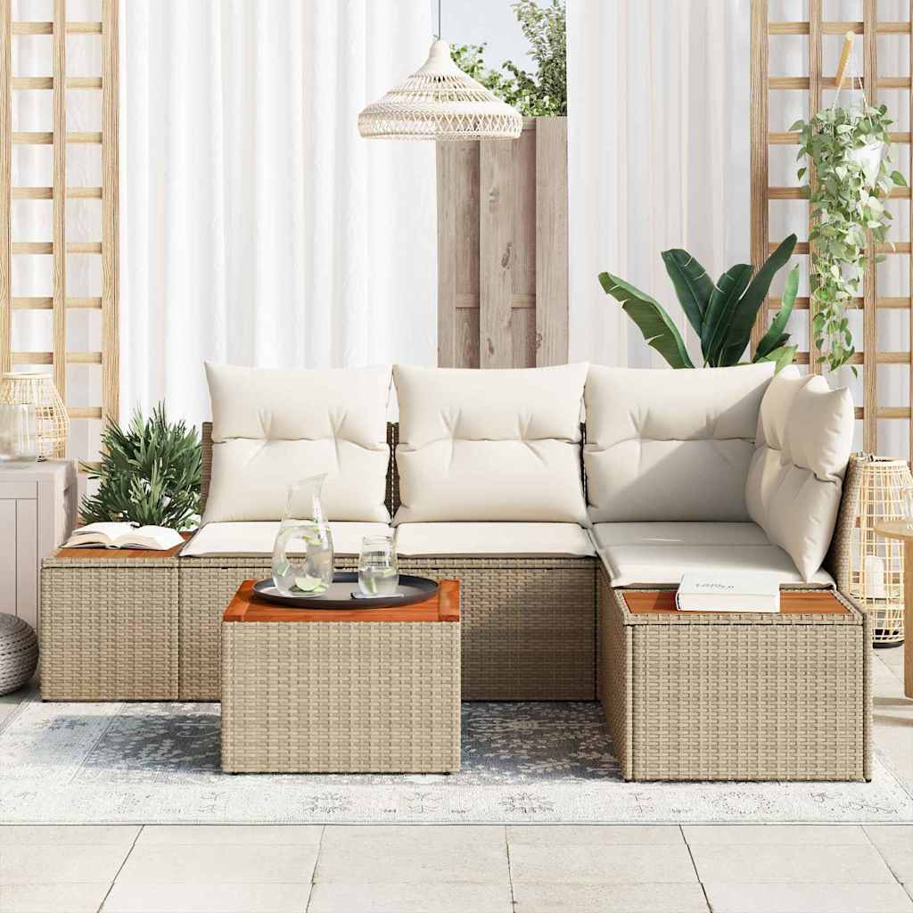 Gartensofa-set 4 stk. 4-Sitzanzahl Beige und Creme Polyrattan