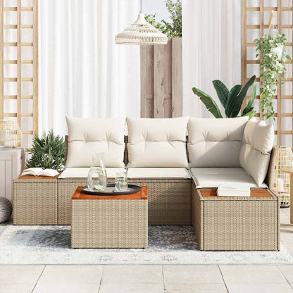 Gartensofa-set 4 stk. 4-Sitzanzahl Beige und Creme Polyrattan
