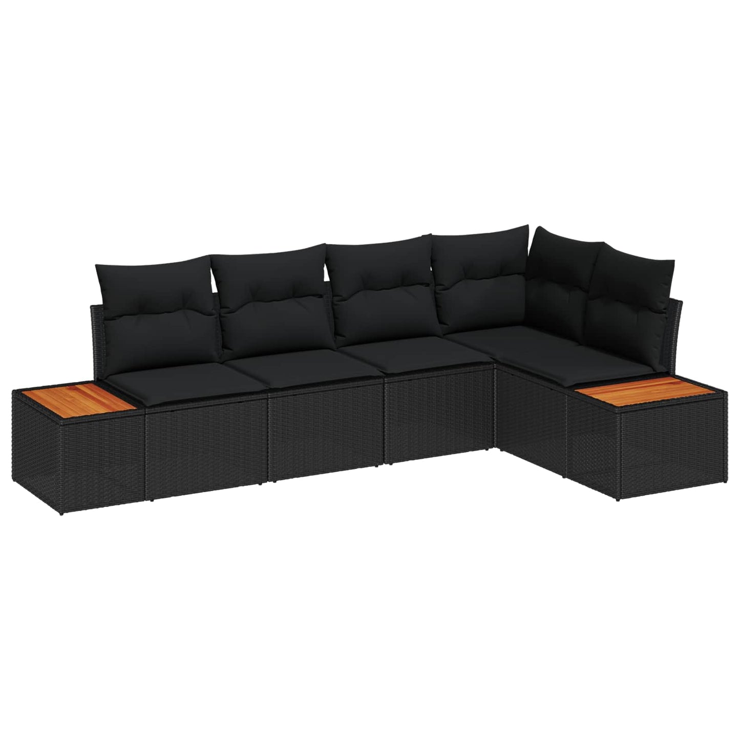 Garten-Sofa-Set 5 stk. 5-Sitzanzahl Schwarz Poly Rattan