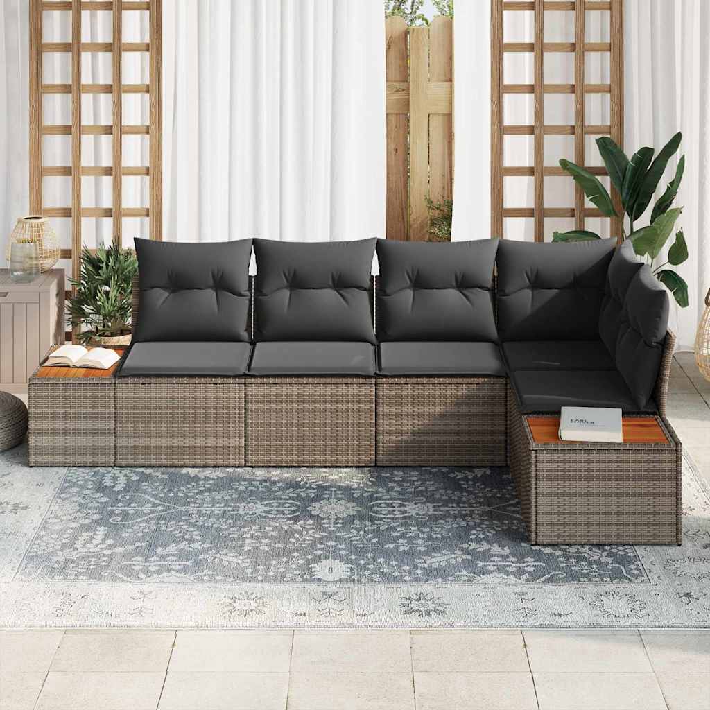 Garten-Sofa-Set 5 stk. 5-Sitzanzahl Grau Poly Rattan