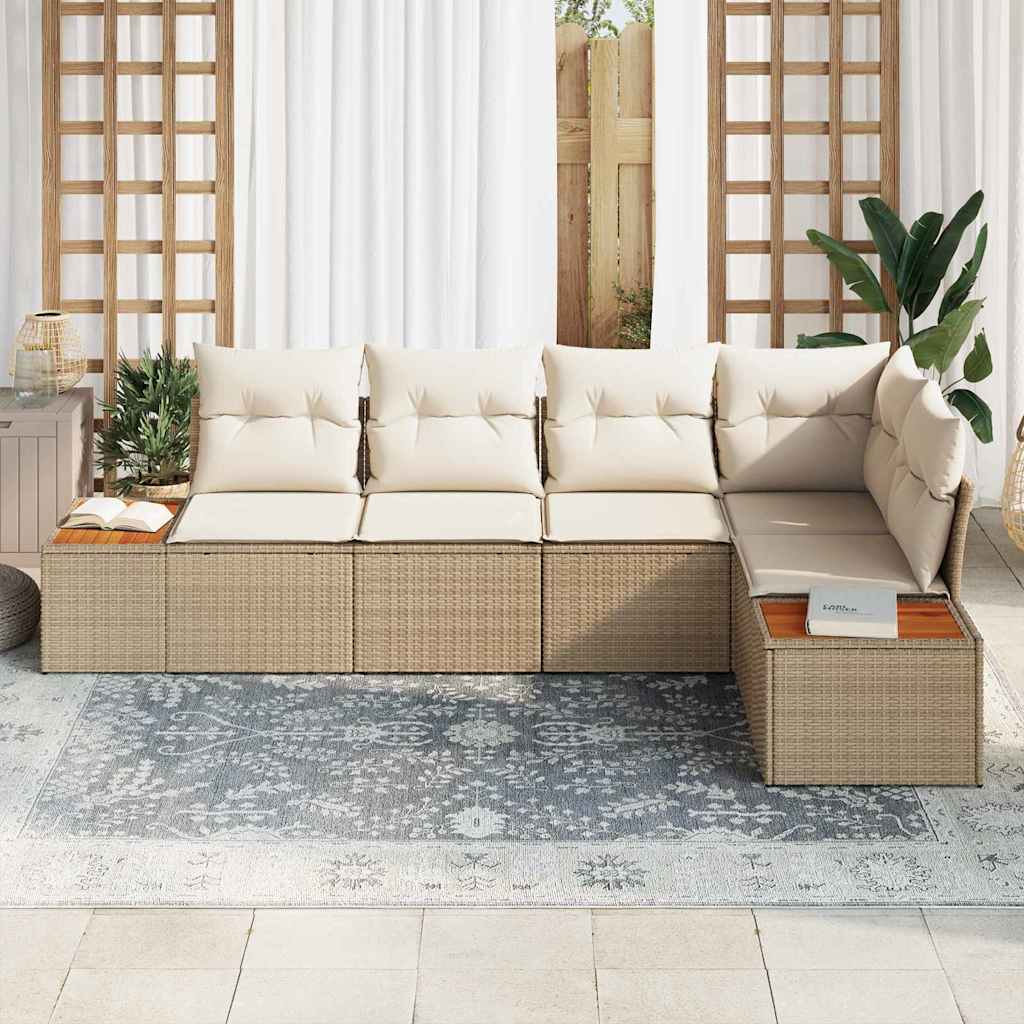 Garten-Sofa-Set 5 stk. 5-Sitzanzahl Beige und Creme Poly Rattan