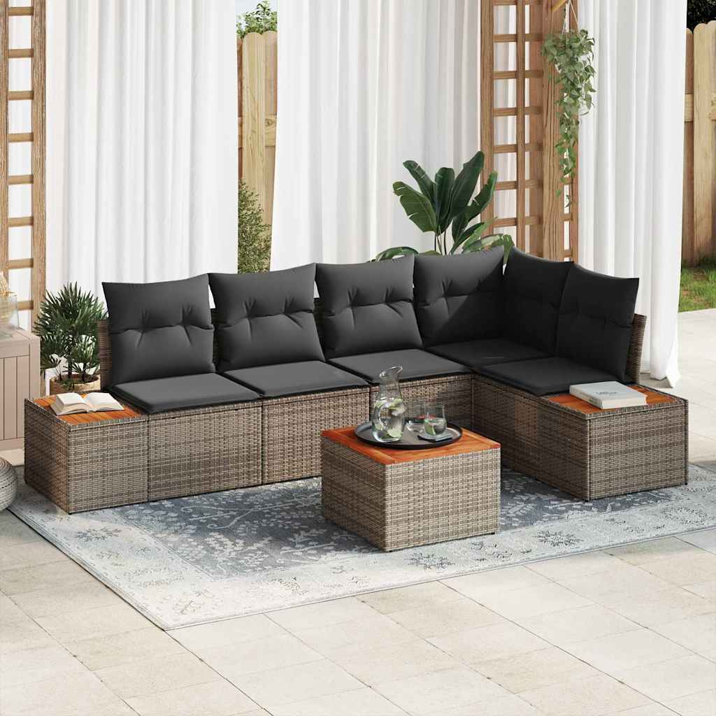 Garten-Sofa-Set 5 stk. 5-Sitzanzahl Grau Poly Rattan