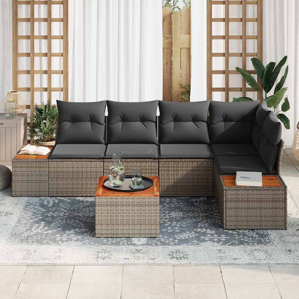 Garten-Sofa-Set 5 stk. 5-Sitzanzahl Grau Poly Rattan