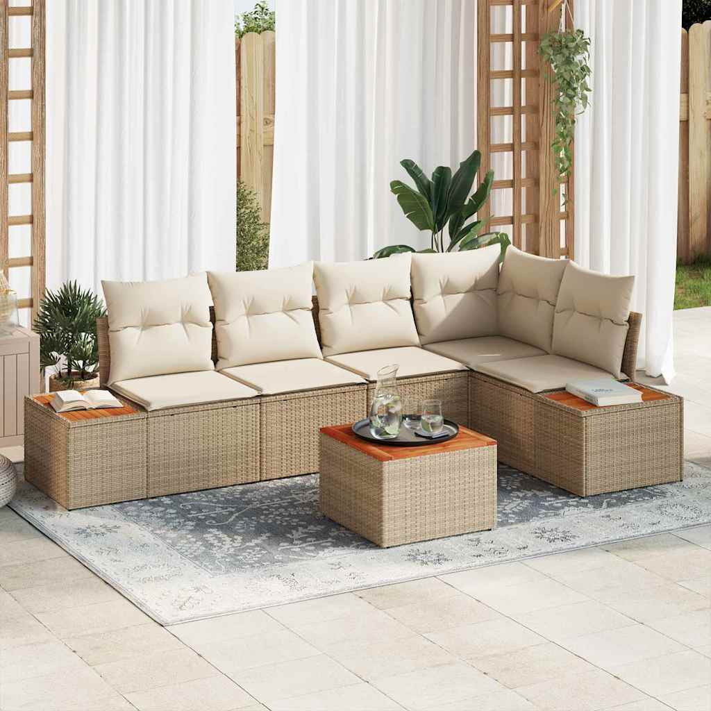 Garten-Sofa-Set 5 stk. 5-Sitzanzahl Beige und Creme Poly Rattan