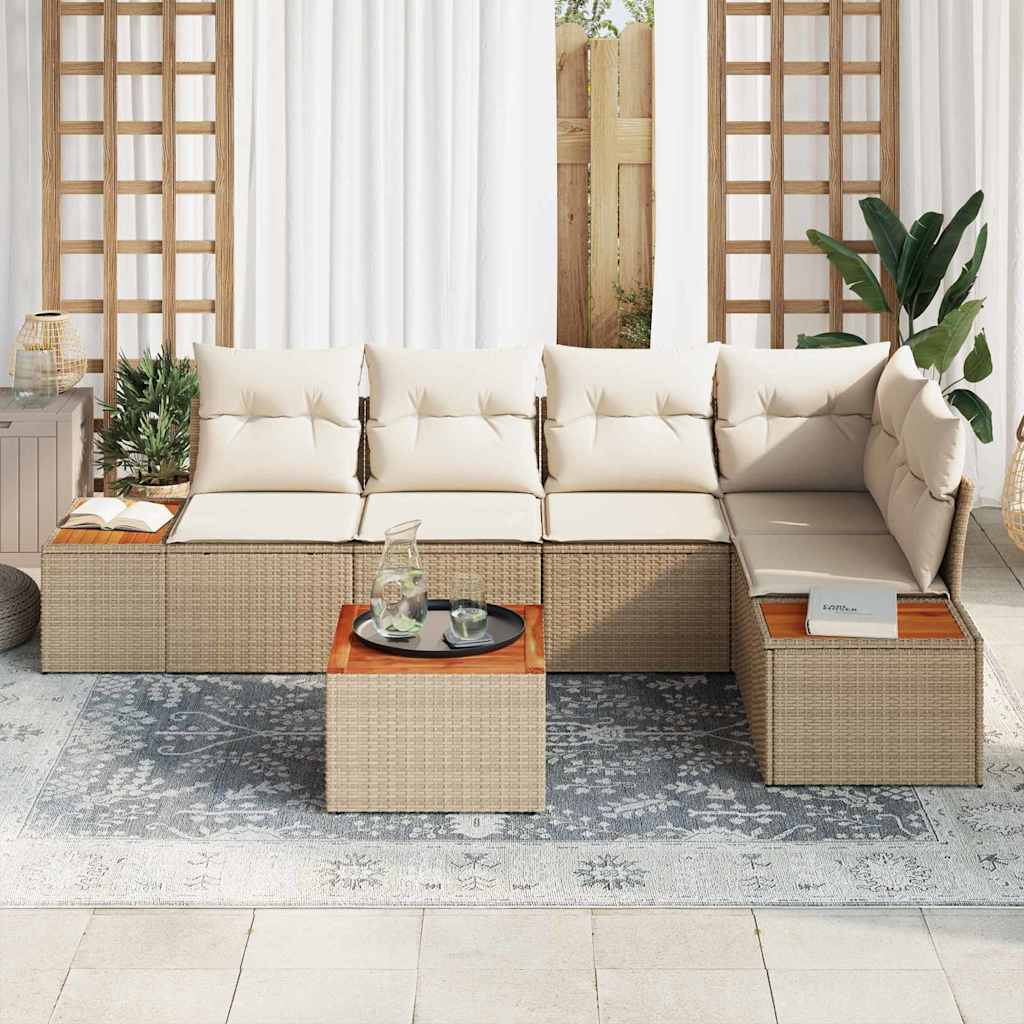 Garten-Sofa-Set 5 stk. 5-Sitzanzahl Beige und Creme Poly Rattan