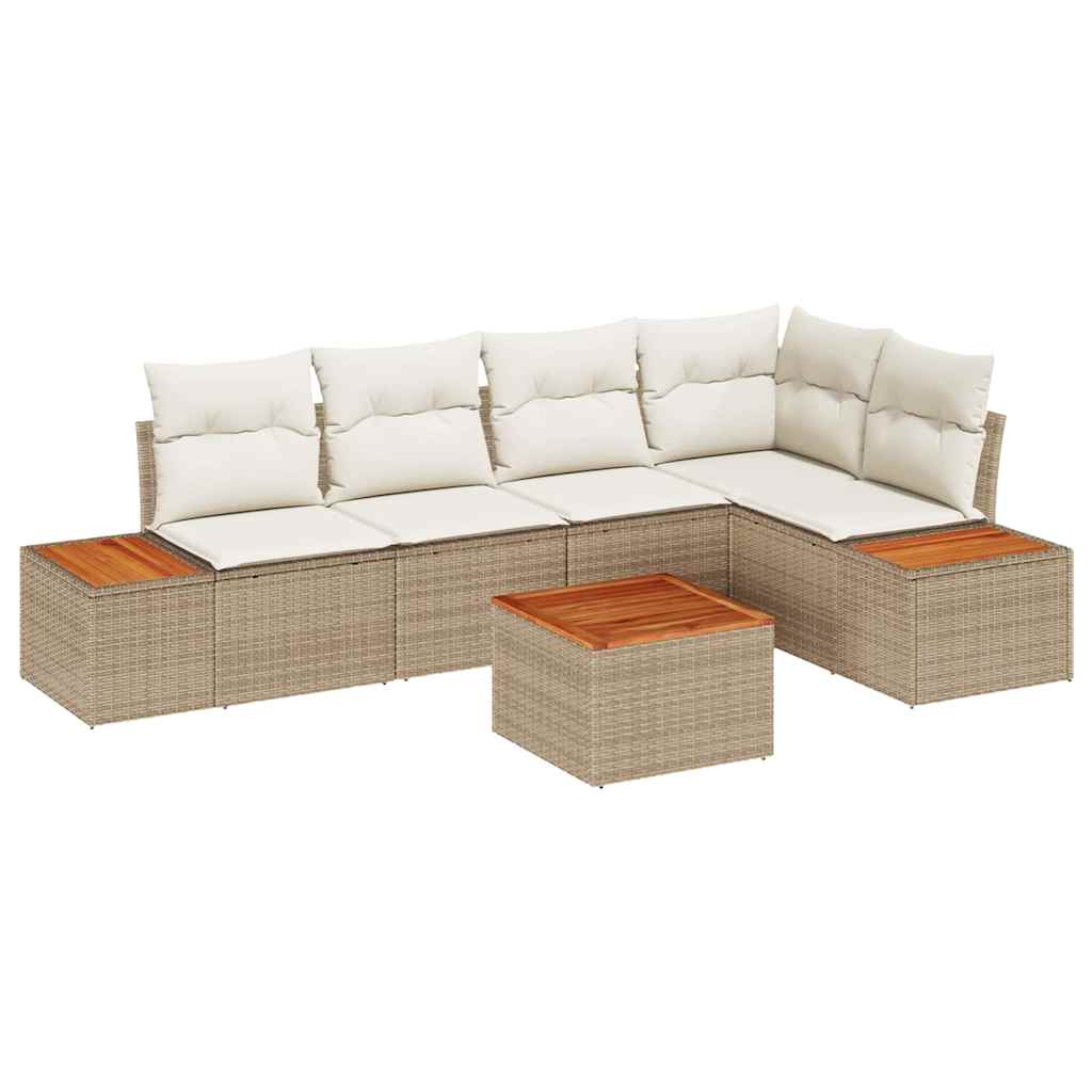 Garten-Sofa-Set 5 stk. 5-Sitzanzahl Beige und Creme Poly Rattan