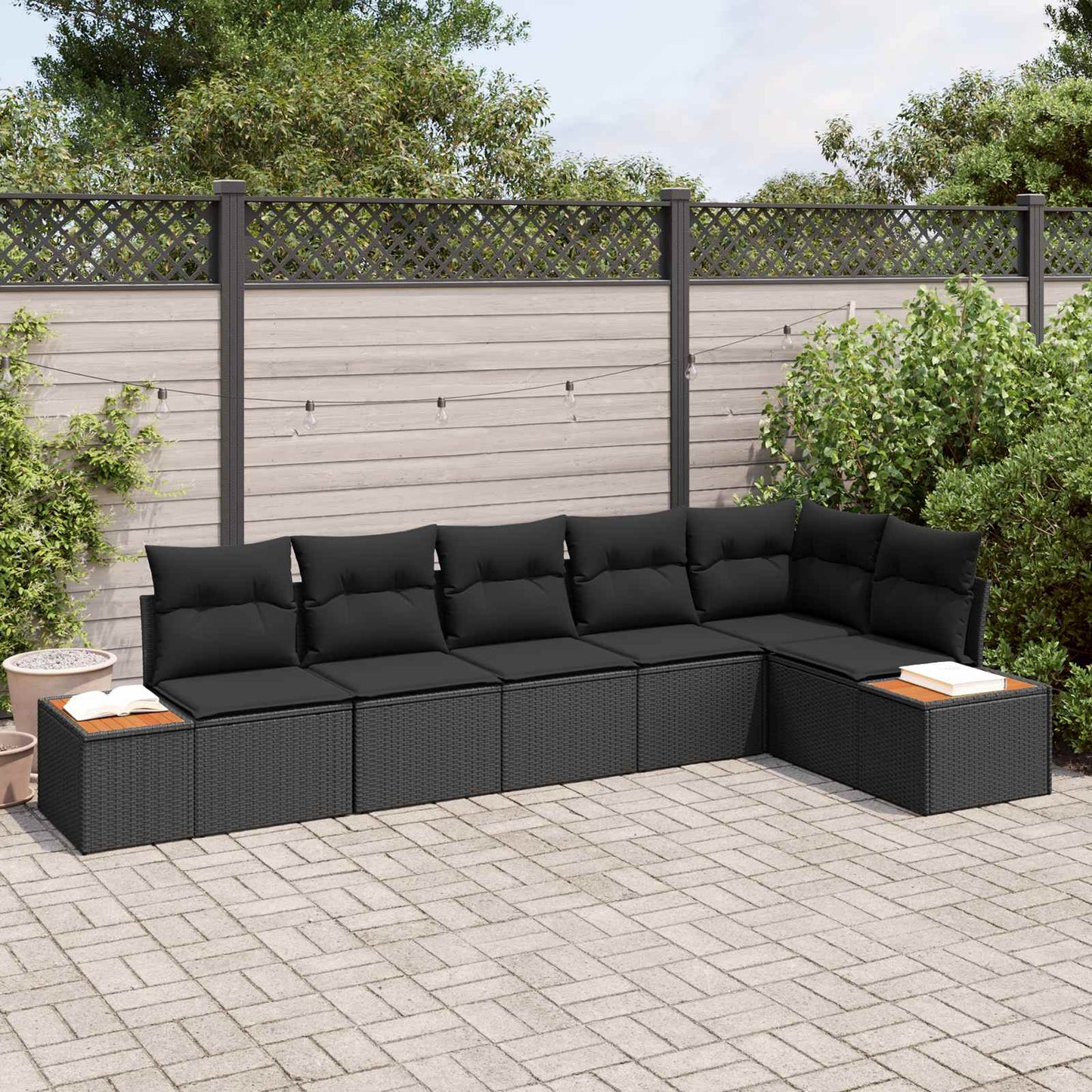 Gartensofa-set 6 stk. 6-Sitzanzahl Schwarz Polyrattan