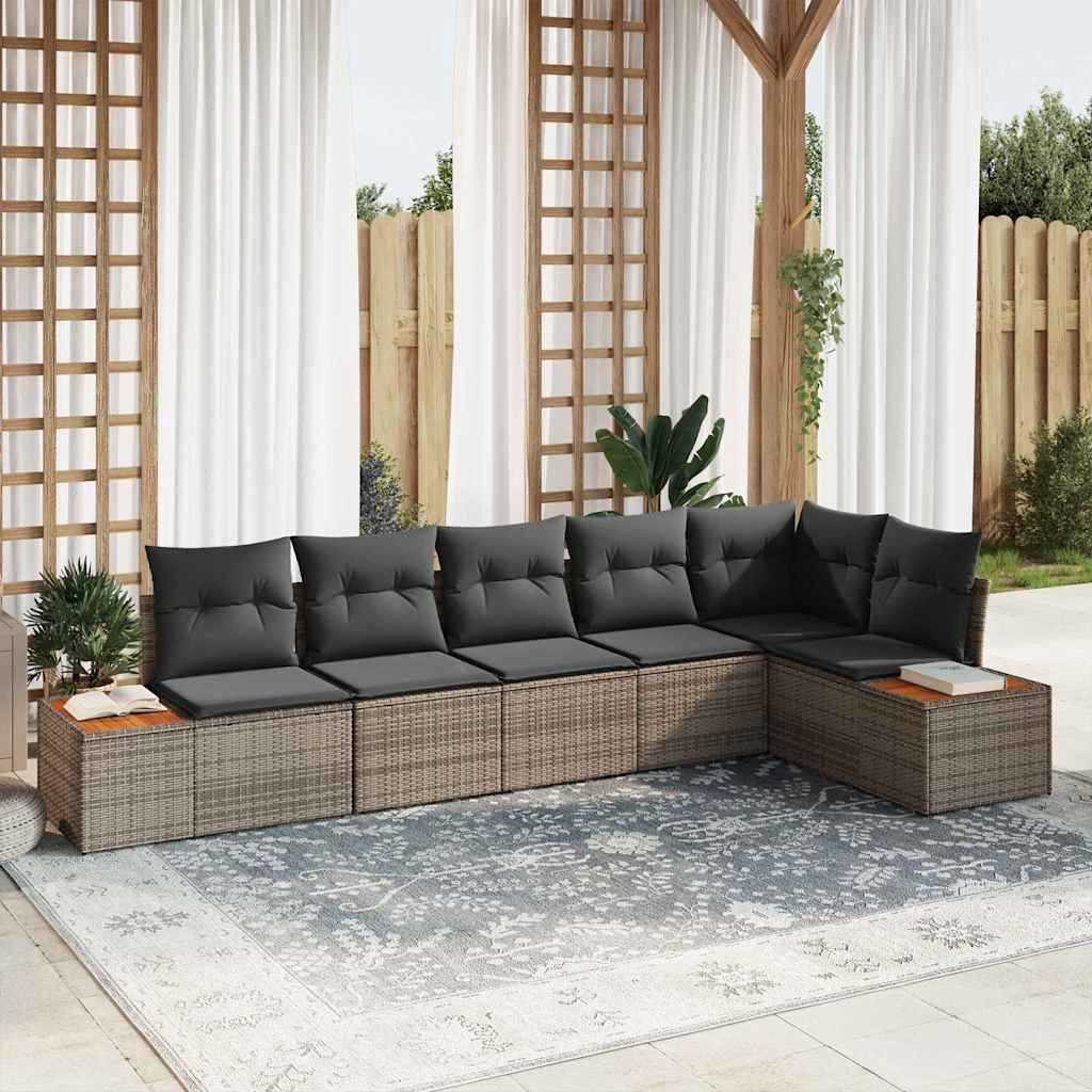 Gartensofa-set 6 stk. 6-Sitzanzahl Grau Polyrattan
