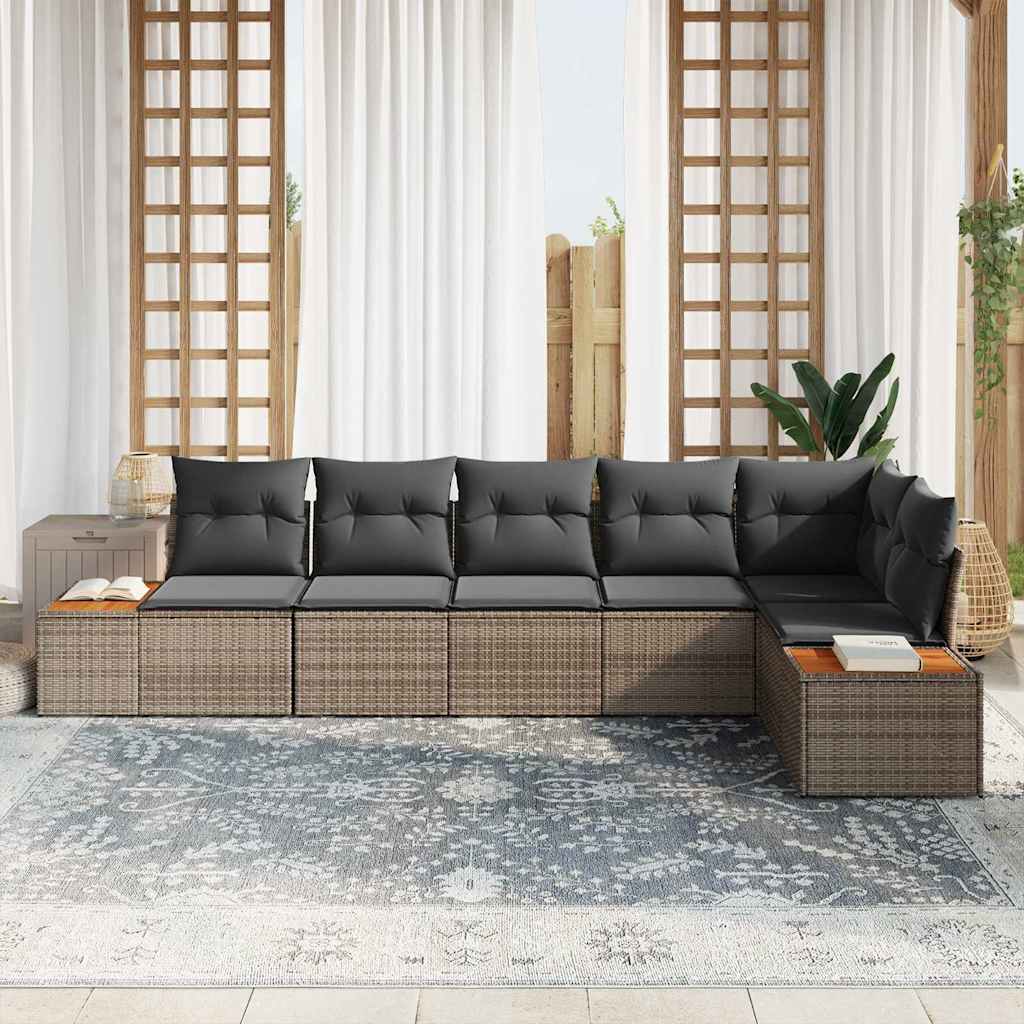 Gartensofa-set 6 stk. 6-Sitzanzahl Grau Polyrattan