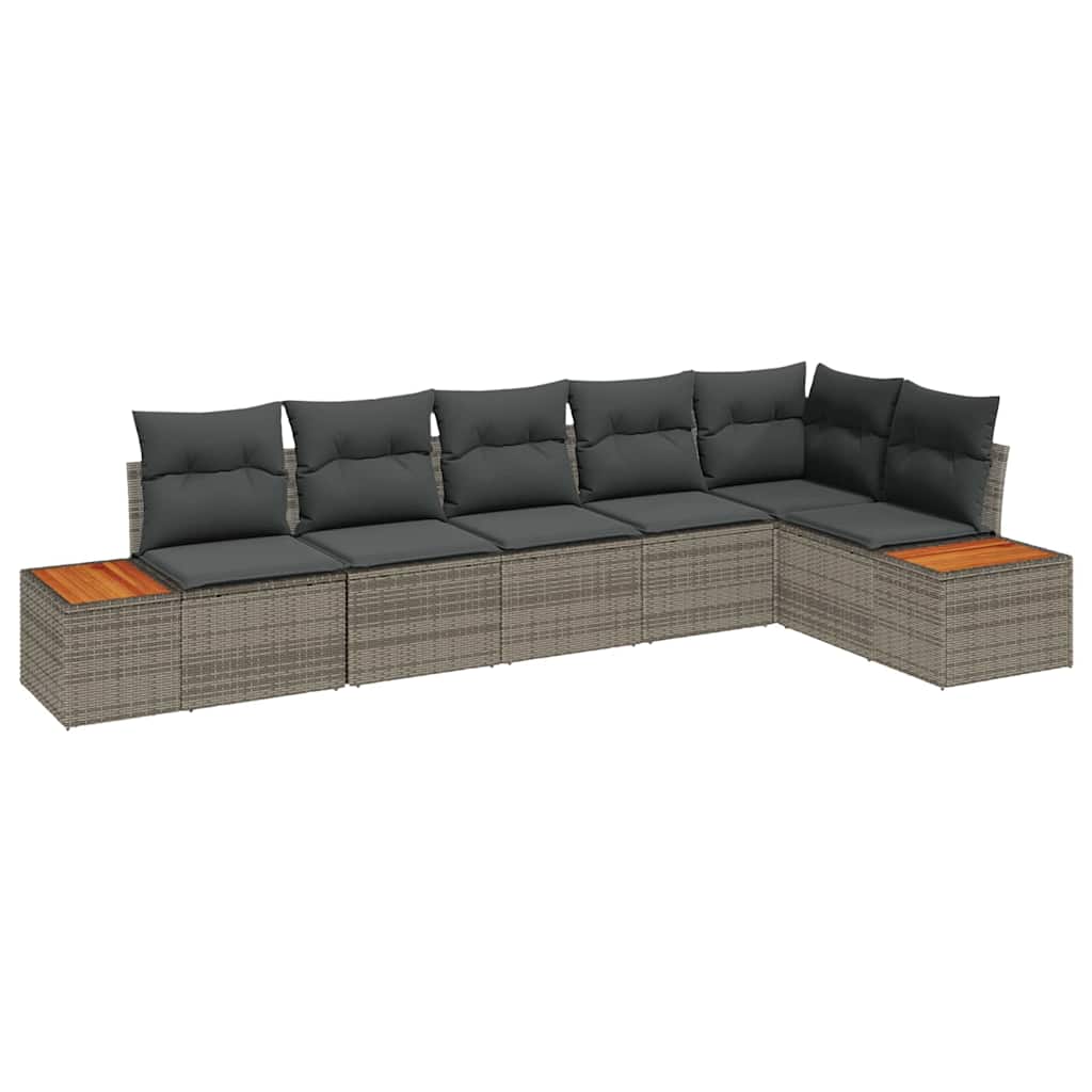 Gartensofa-set 6 stk. 6-Sitzanzahl Grau Polyrattan