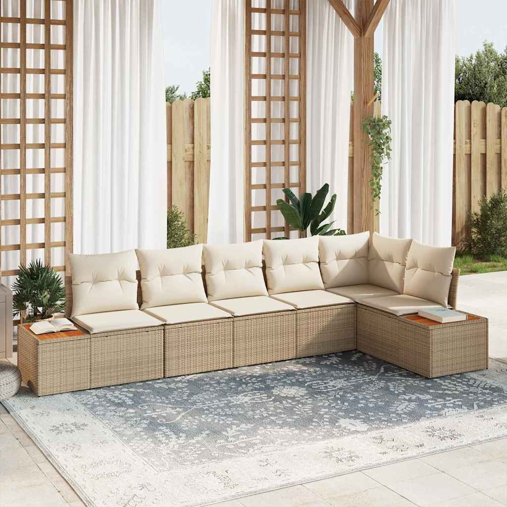 Gartensofa-set 6 stk. 6-Sitzanzahl Beige und Creme Polyrattan