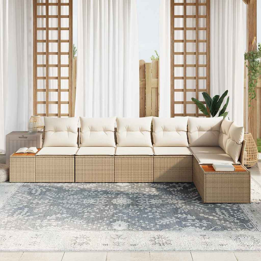 Gartensofa-set 6 stk. 6-Sitzanzahl Beige und Creme Polyrattan