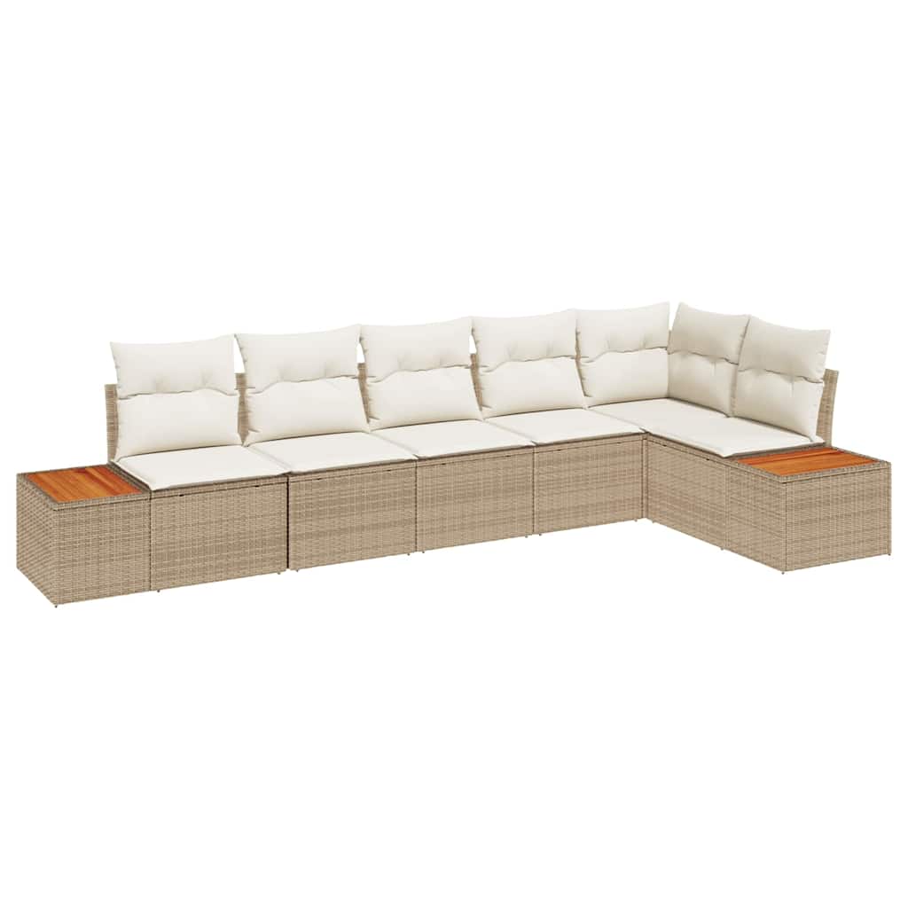 Gartensofa-set 6 stk. 6-Sitzanzahl Beige und Creme Polyrattan