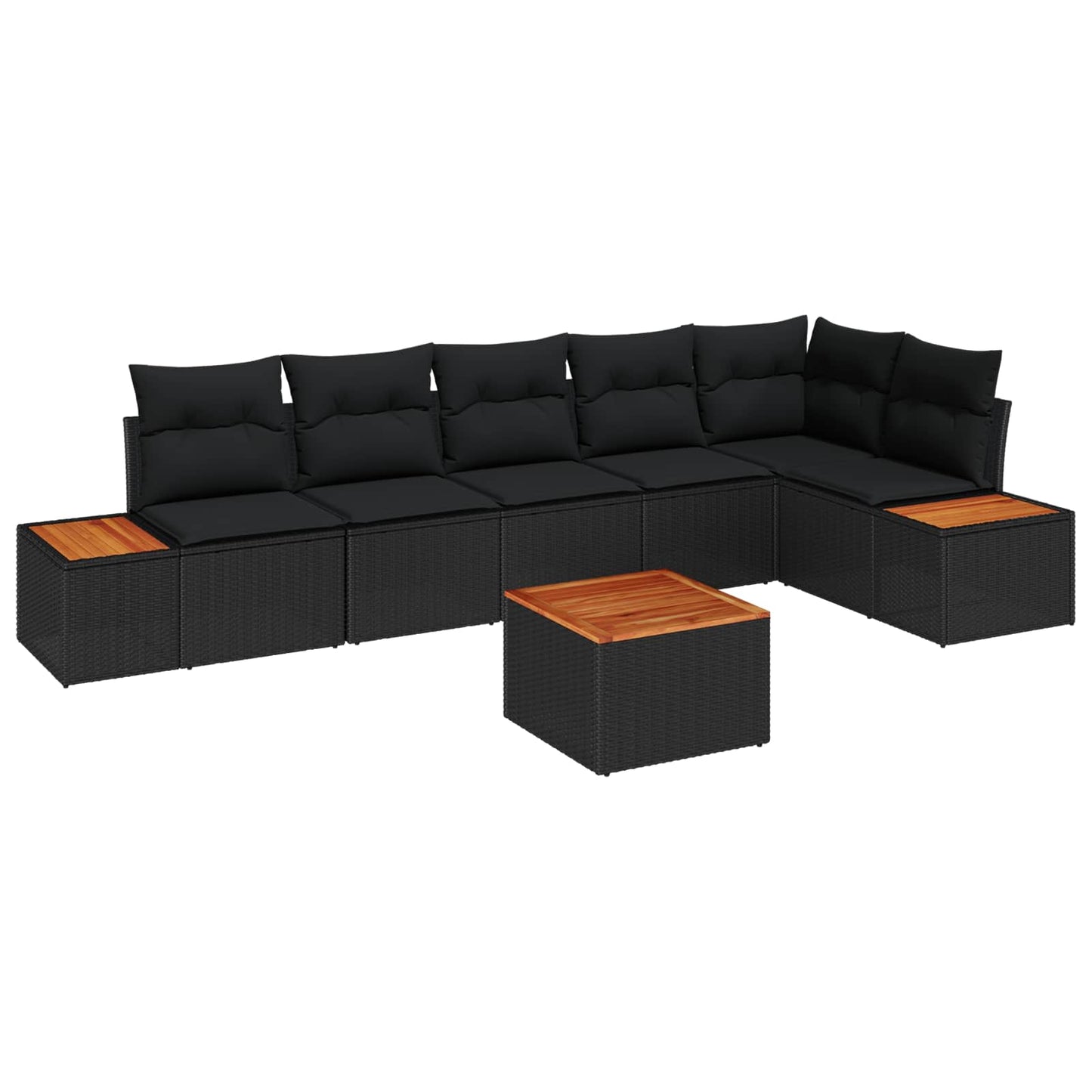 Gartensofa-set 6 stk. 6-Sitzanzahl Schwarz Polyrattan