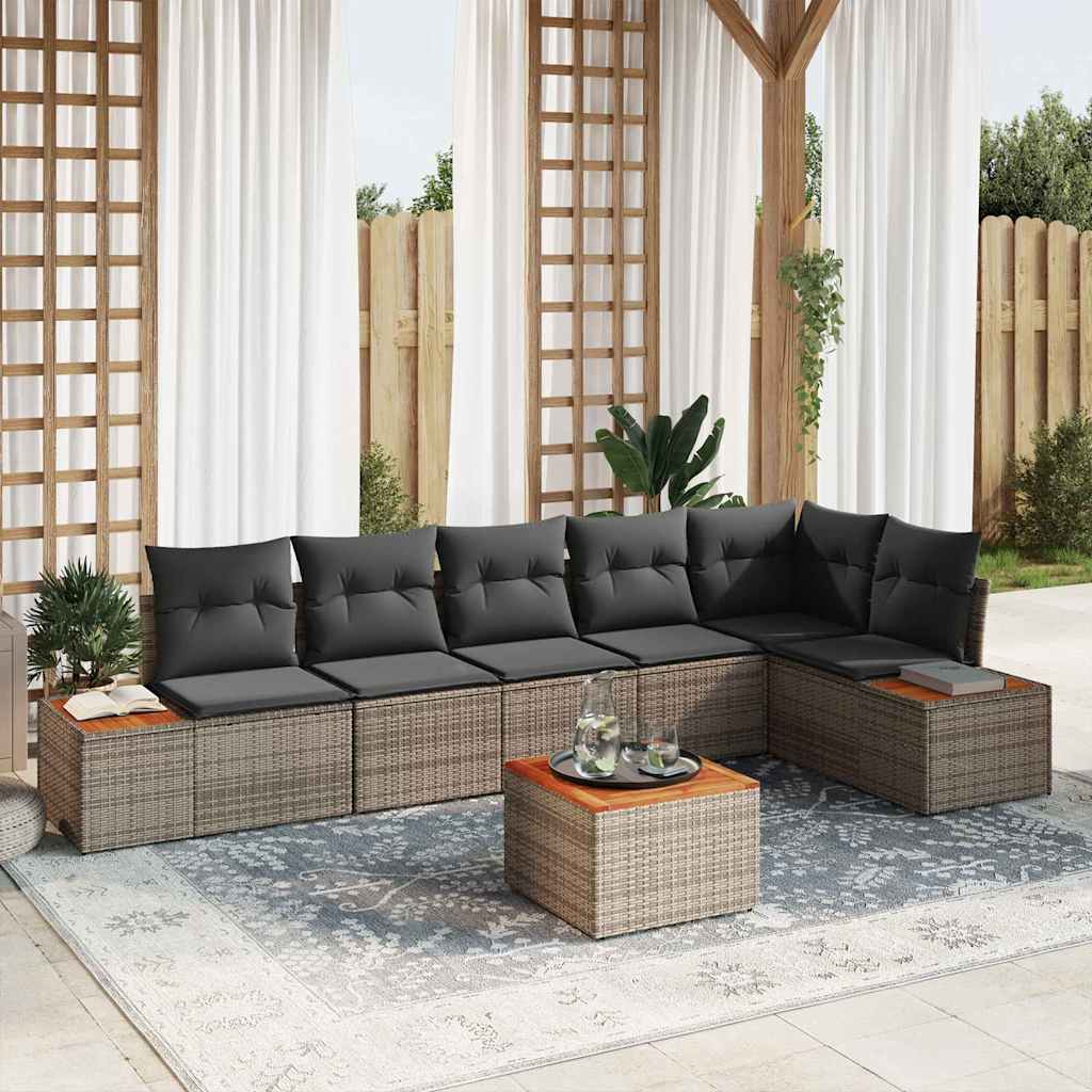 Gartensofa-set 6 stk. 6-Sitzanzahl Grau Polyrattan