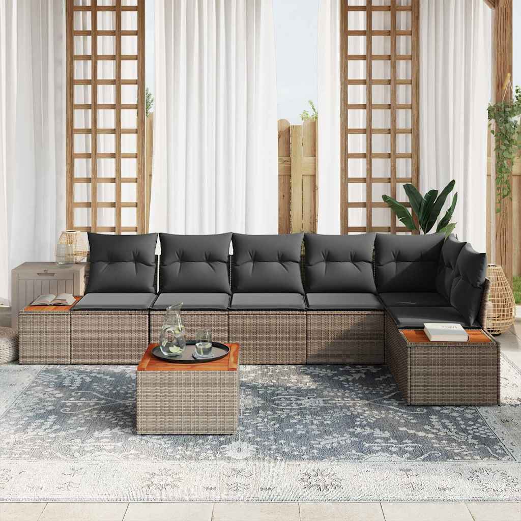Gartensofa-set 6 stk. 6-Sitzanzahl Grau Polyrattan