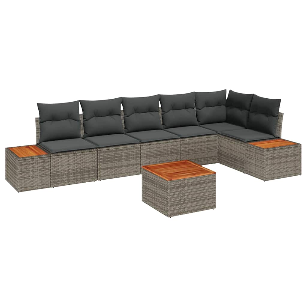 Gartensofa-set 6 stk. 6-Sitzanzahl Grau Polyrattan