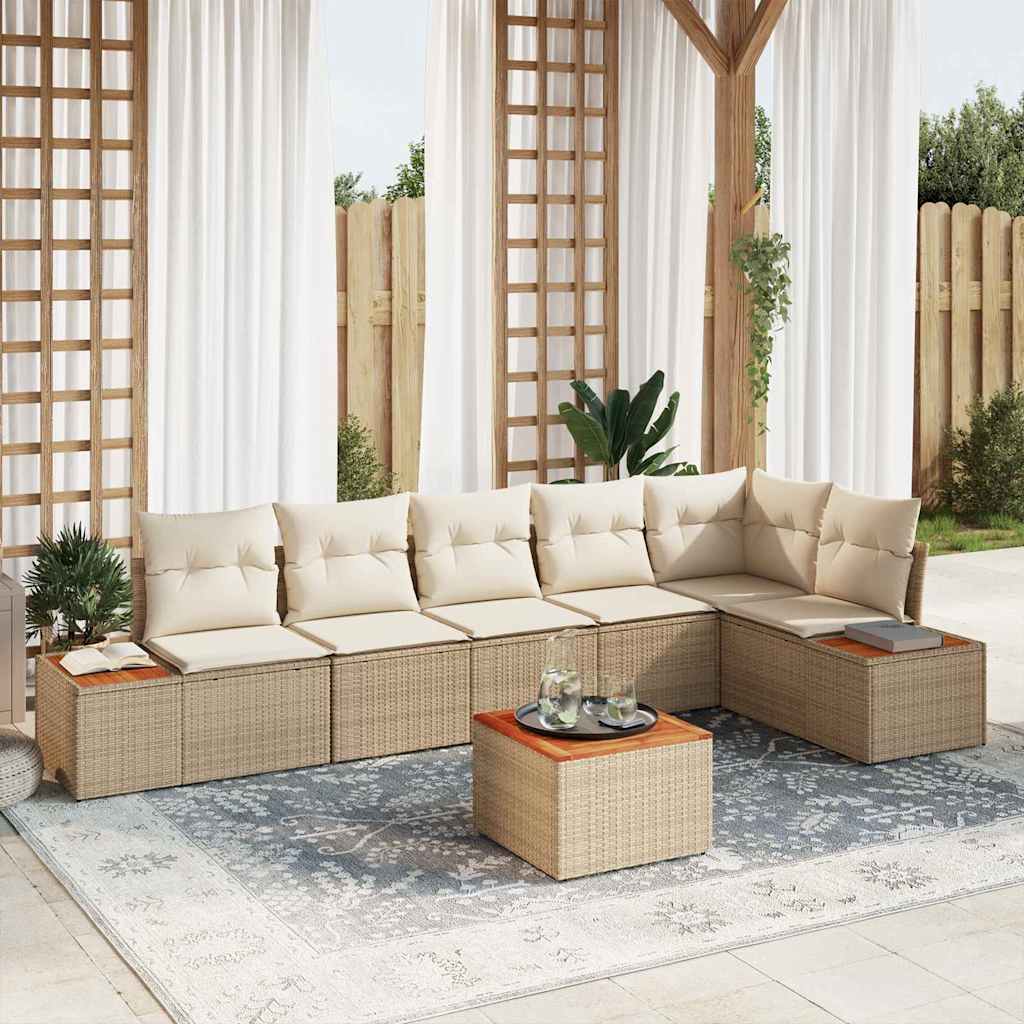 Gartensofa-set 6 stk. 6-Sitzanzahl Beige und Creme Polyrattan