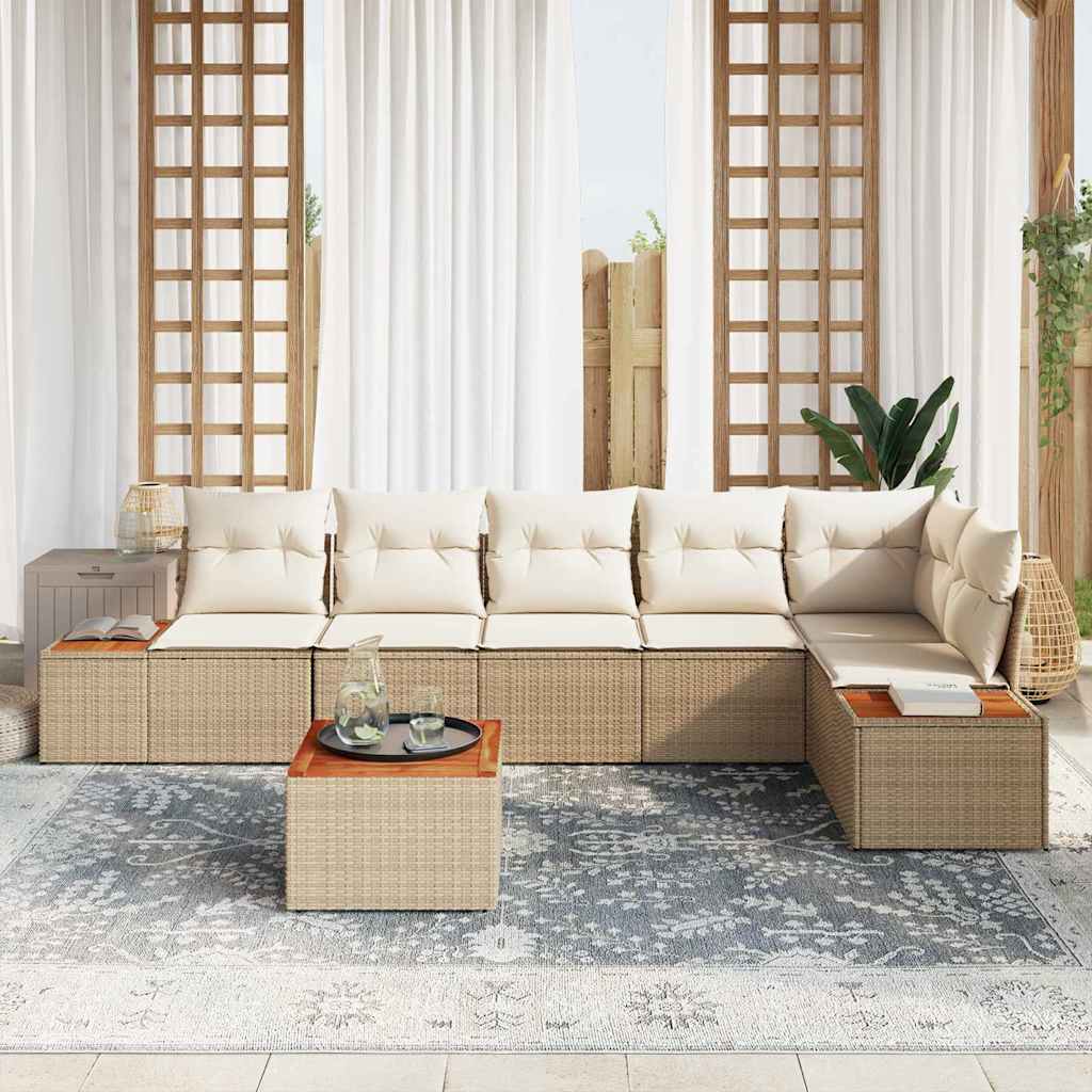 Gartensofa-set 6 stk. 6-Sitzanzahl Beige und Creme Polyrattan
