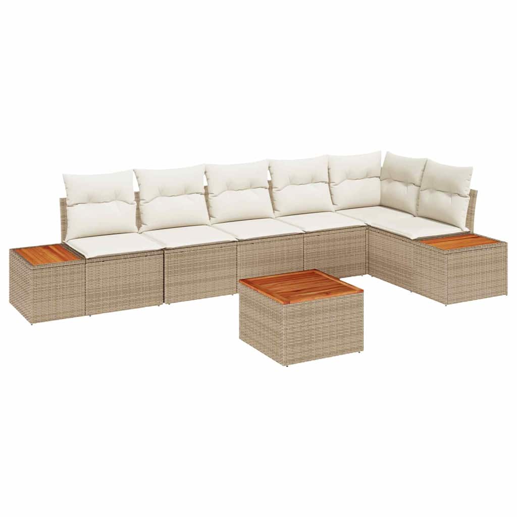 Gartensofa-set 6 stk. 6-Sitzanzahl Beige und Creme Polyrattan