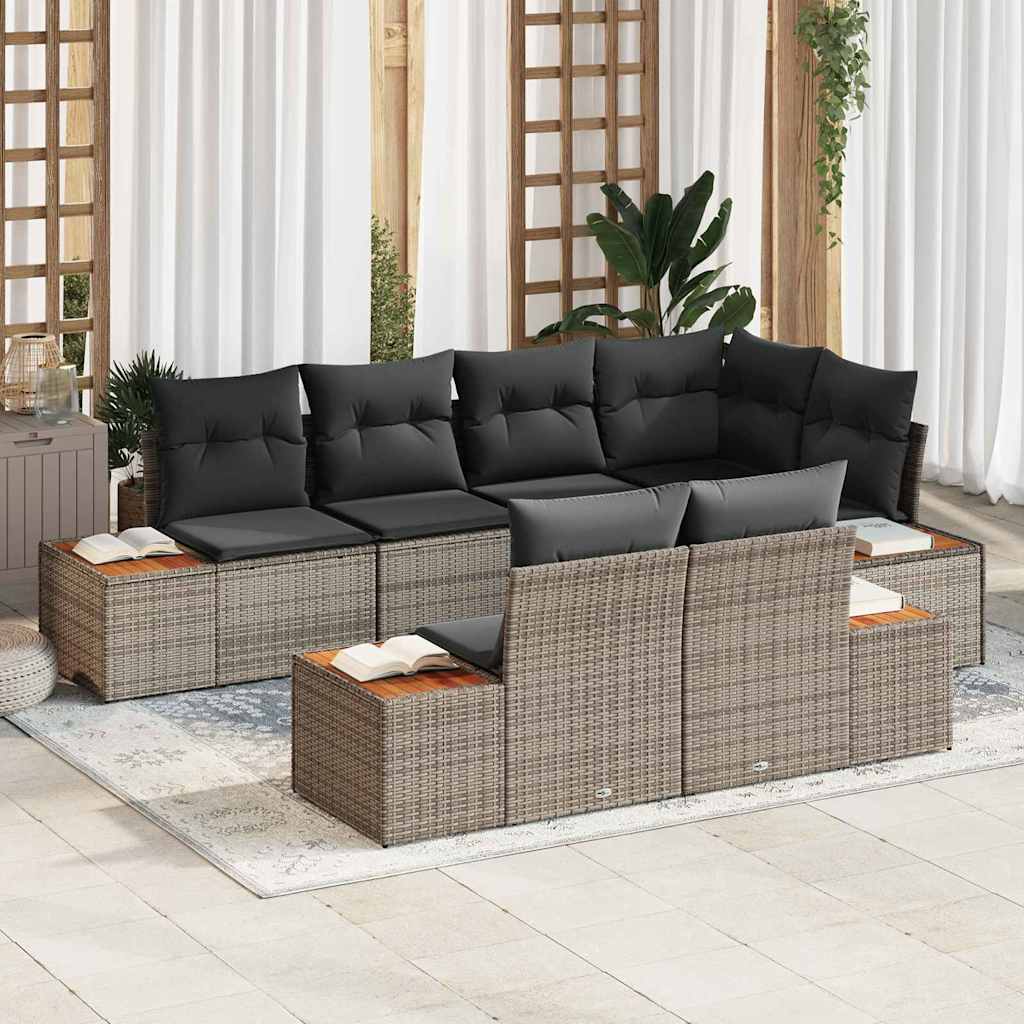 Gartensofa-set 7 stk. 7-Sitzanzahl Grau Polyrattan