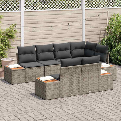 Gartensofa-set 7 stk. 7-Sitzer Grau [Synthetisch]: Polyrattan