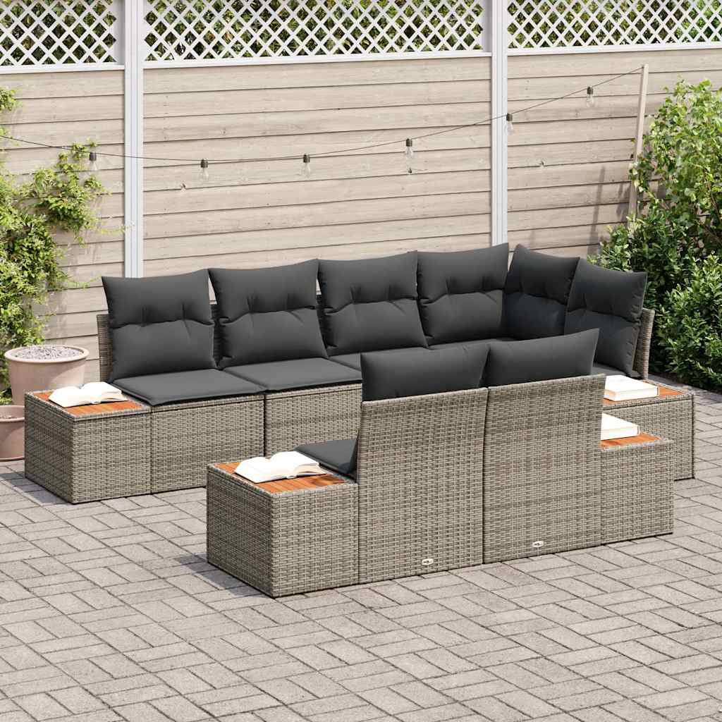 Gartensofa-set 7 stk. 7-Sitzanzahl Grau Polyrattan