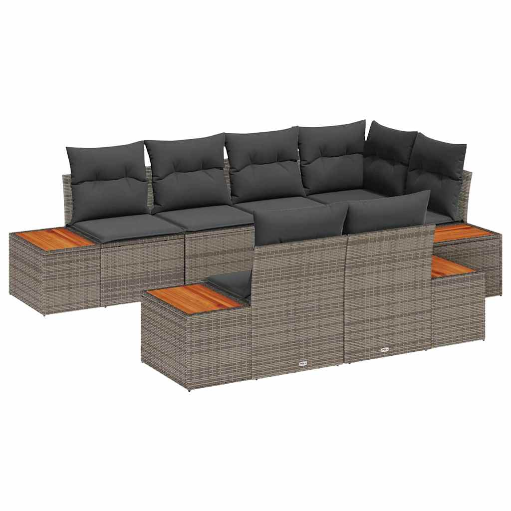 Gartensofa-set 7 stk. 7-Sitzanzahl Grau Polyrattan