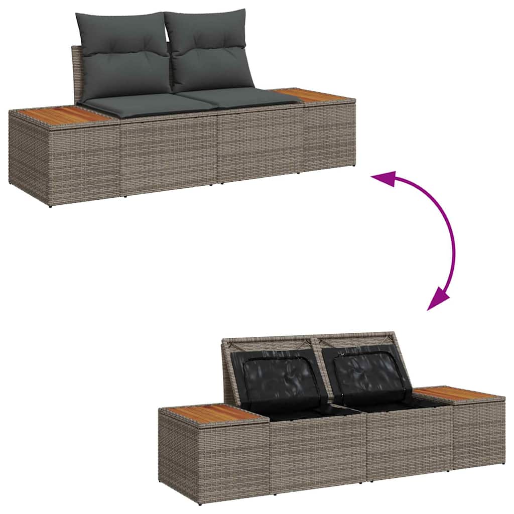 Gartensofa-set 7 stk. 7-Sitzanzahl Grau Polyrattan