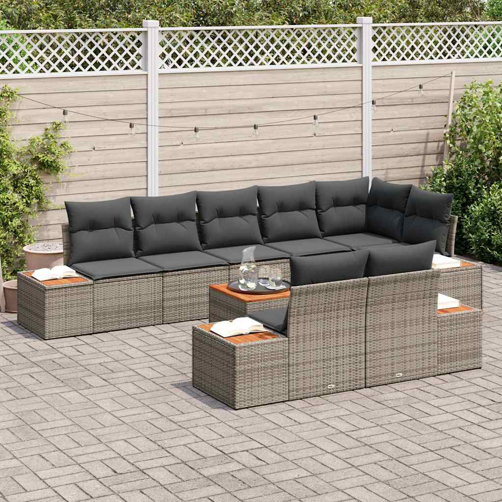 Gartensofa-set 8 stk. 8-Sitzanzahl Grau Polyrattan