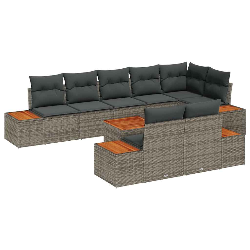 Gartensofa-set 8 stk. 8-Sitzanzahl Grau Polyrattan