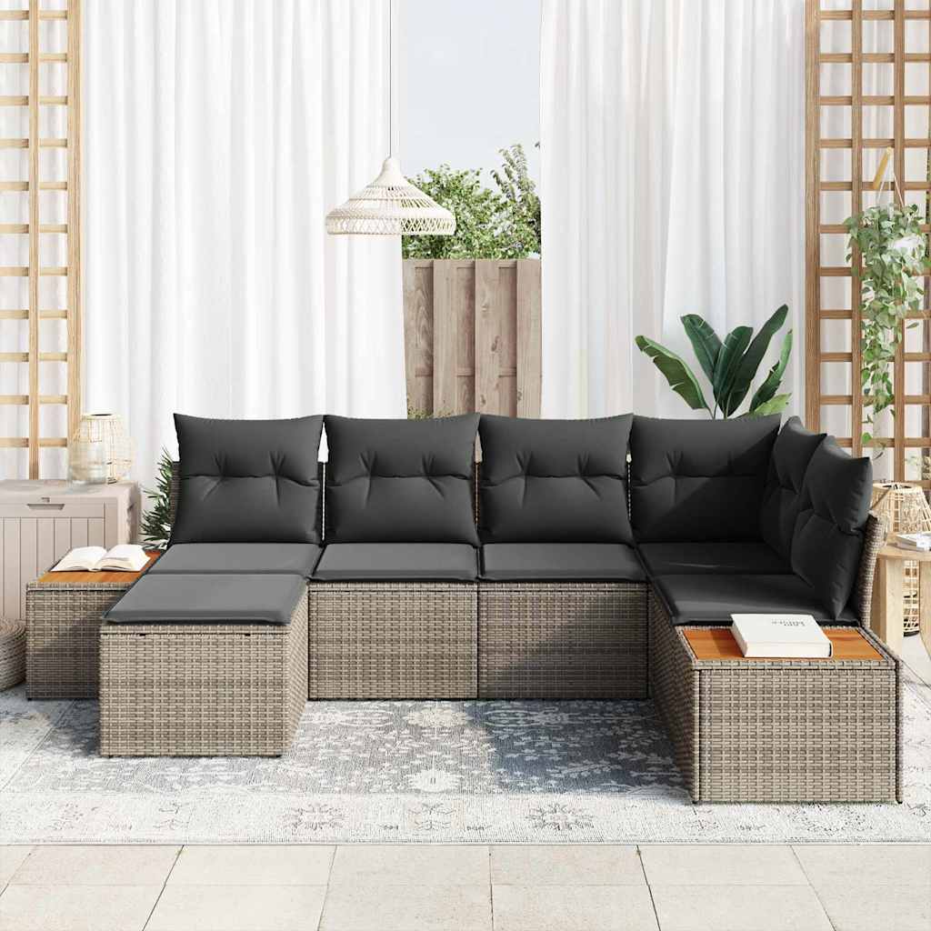 Gartensofa-set 7 stk. 6-Sitzanzahl Grau Polyrattan