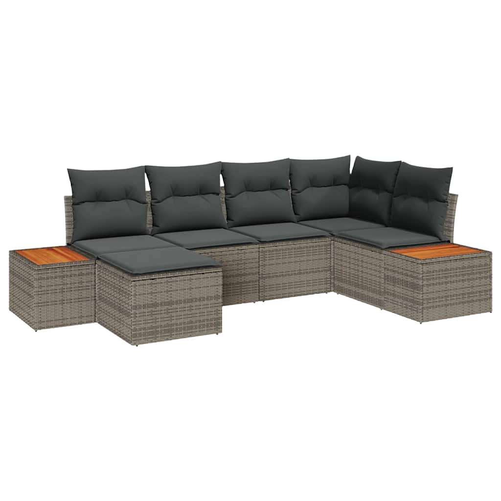 Gartensofa-set 7 stk. 6-Sitzanzahl Grau Polyrattan