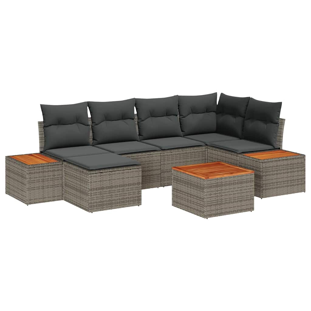 Gartensofa-set 7 stk. 6-Sitzanzahl Grau Polyrattan