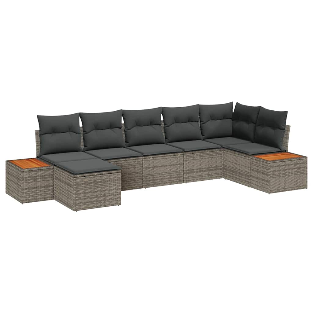 Gartensofa-set 8 stk. 7-Sitzanzahl Grau Polyrattan