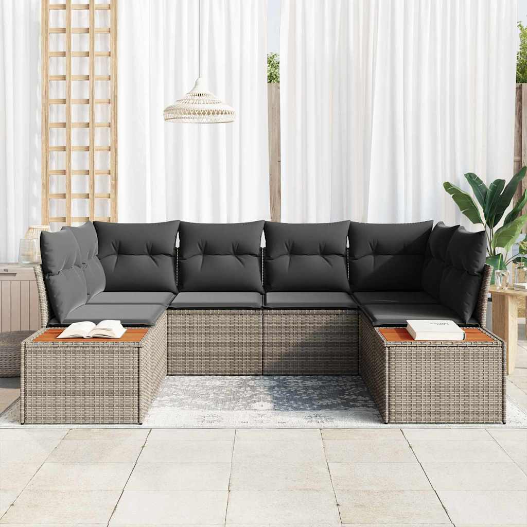 Gartensofa-set 6 stk. 6-Sitzanzahl Grau Polyrattan