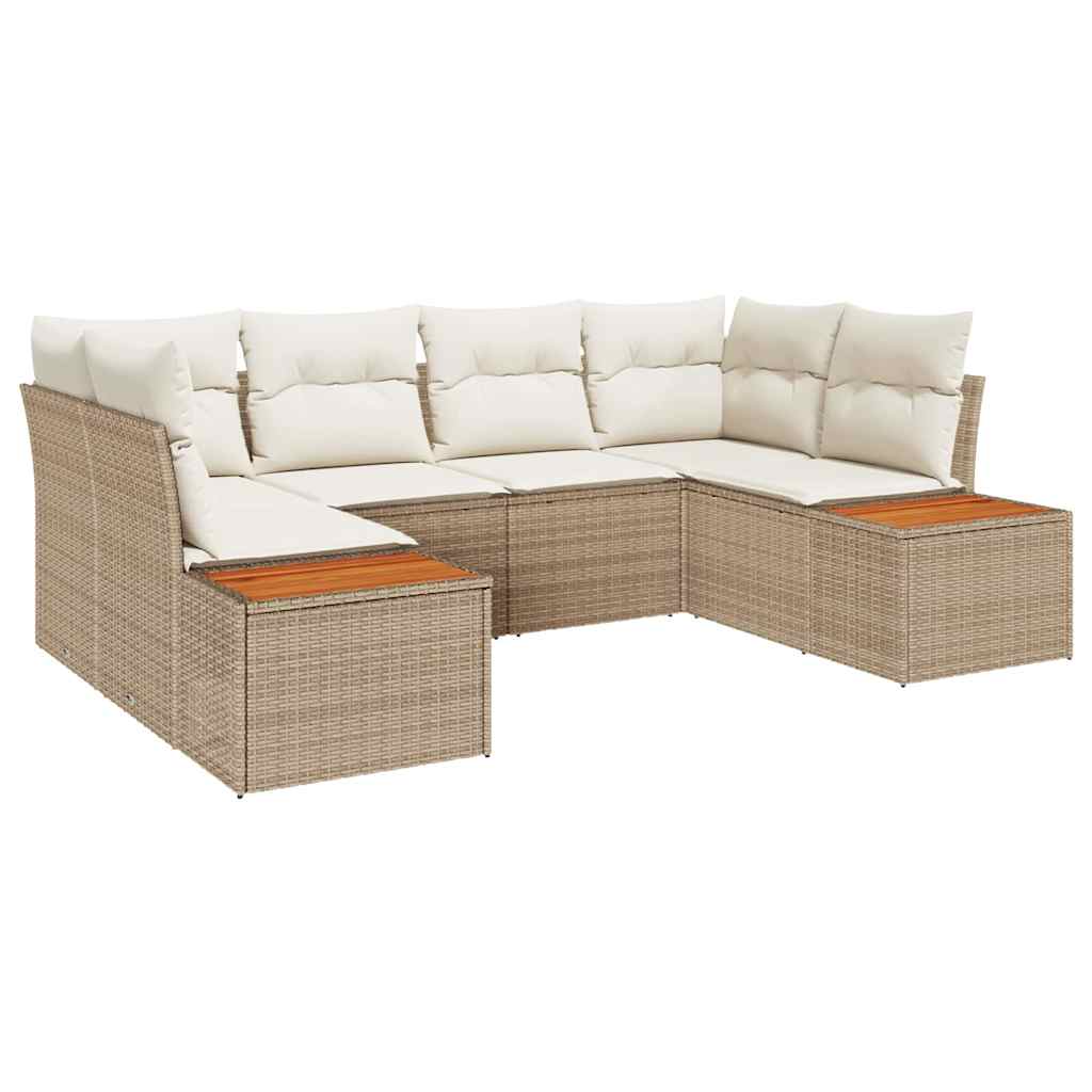 Gartensofa-set 6 stk. 6-Sitzanzahl Beige und Creme Polyrattan