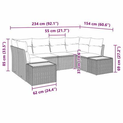 Gartensofa-set 6 stk. 6-Sitzanzahl Beige und Creme Polyrattan