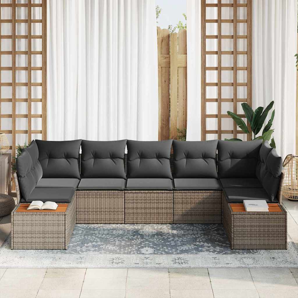 Gartensofa-set 7 stk. 7-Sitzanzahl Grau Polyrattan