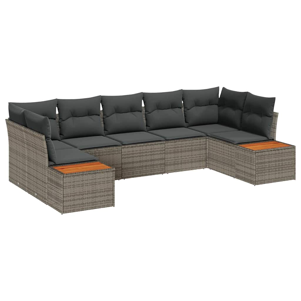Gartensofa-set 7 stk. 7-Sitzanzahl Grau Polyrattan
