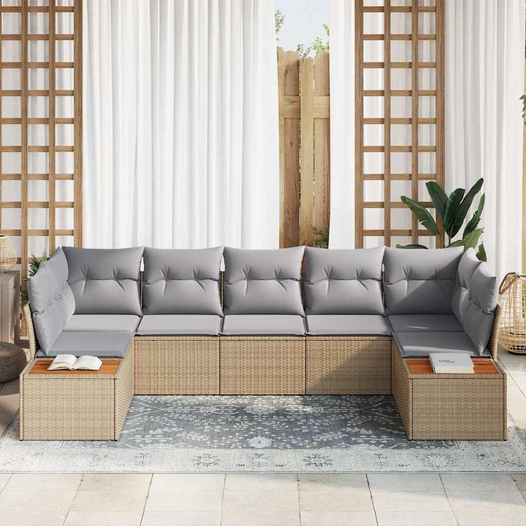 Gartensofa-set 7 stk. 7-Sitzanzahl Beige und Hellgrau